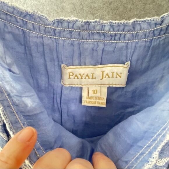 Payal Jain Mira Cotton Embroidered Off Shoulder Milkmaid Midi Dress 10 #AQ - Picture 4 of 13